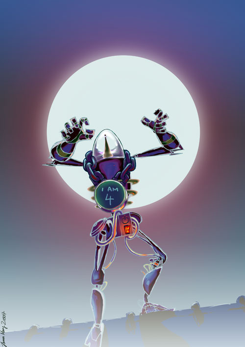 Four year old Robot Monster Robot monster in moonlight